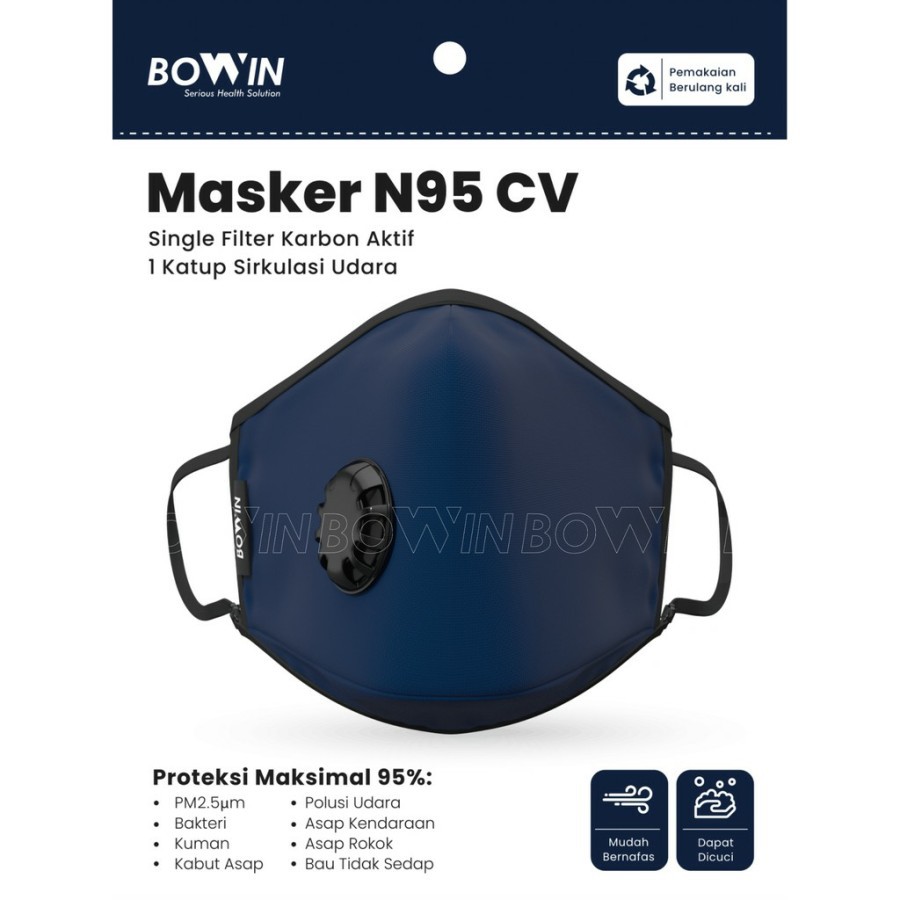 Masker Bowin Hitam N95 CV Masker Kesehatan/Masker Polusi/Masker Motor