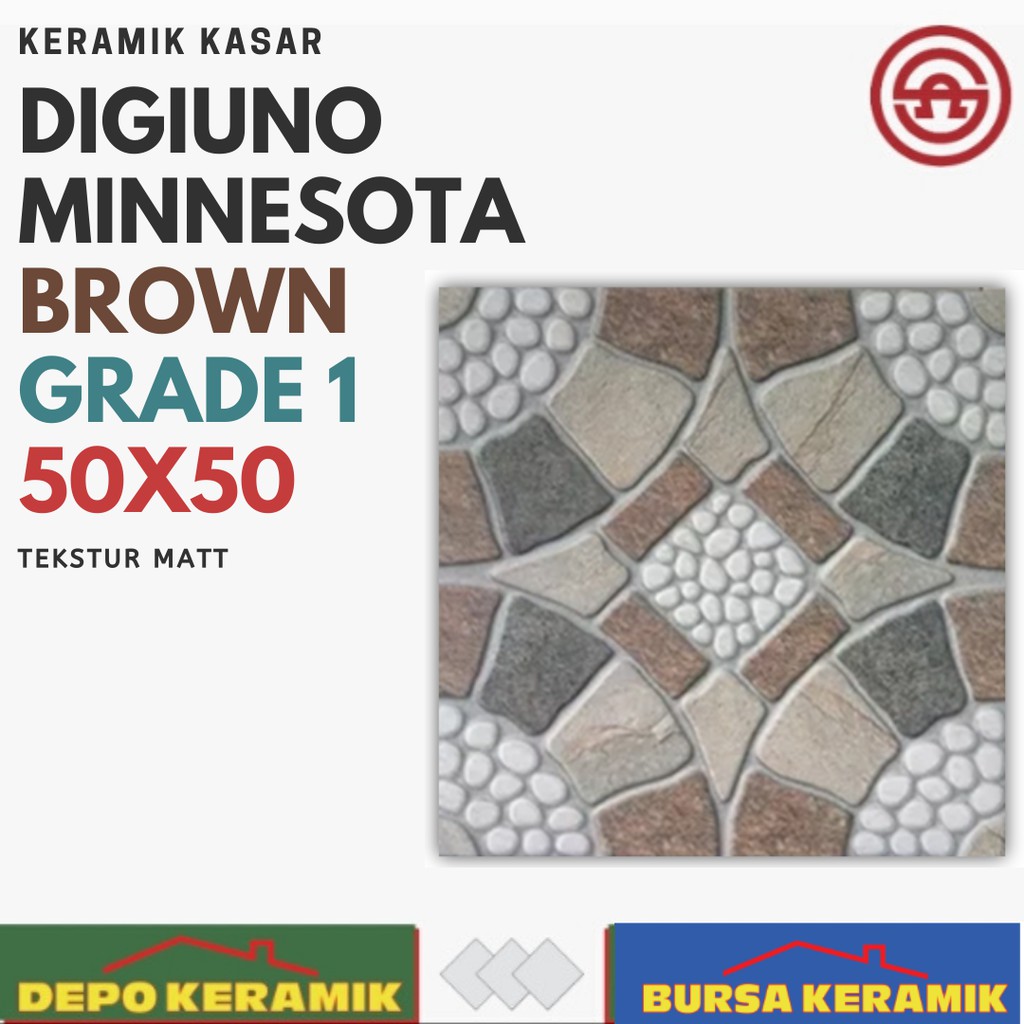  Keramik  Lantai 50x50  Digiuno Minnesota Brown Rustic G1 