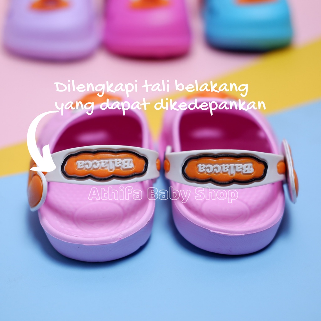 Sepatu Sandal Anak Perempuan Bayi Balita Usia 6 7 8 9 10 11 Bulan 1 2 3 Tahun Karakter Bebek Sendal Gunung Baby Karet Cewek Spatu Sandal Prewalker Spon Phylon Ringan -Balacca 034b-