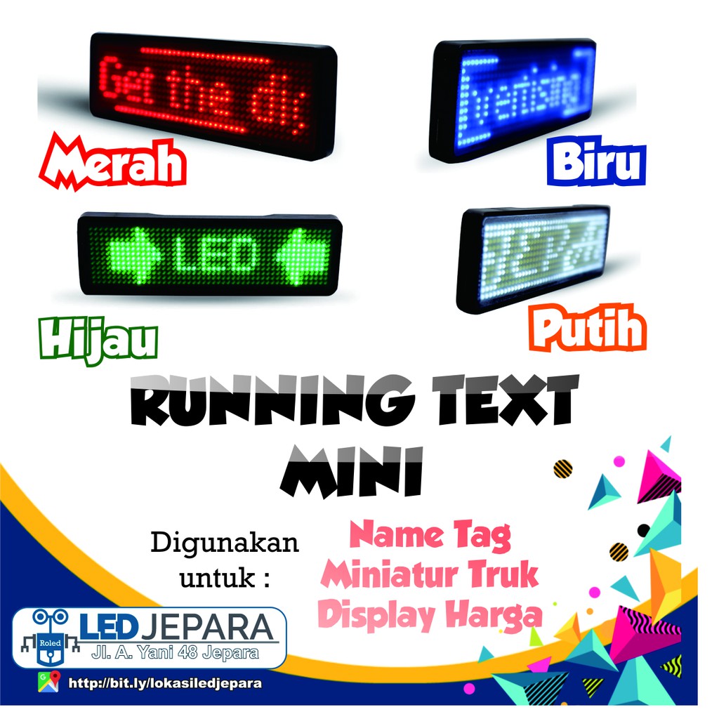 Papan Nama Led Running Text Mini Warna Biru LED JEPARA