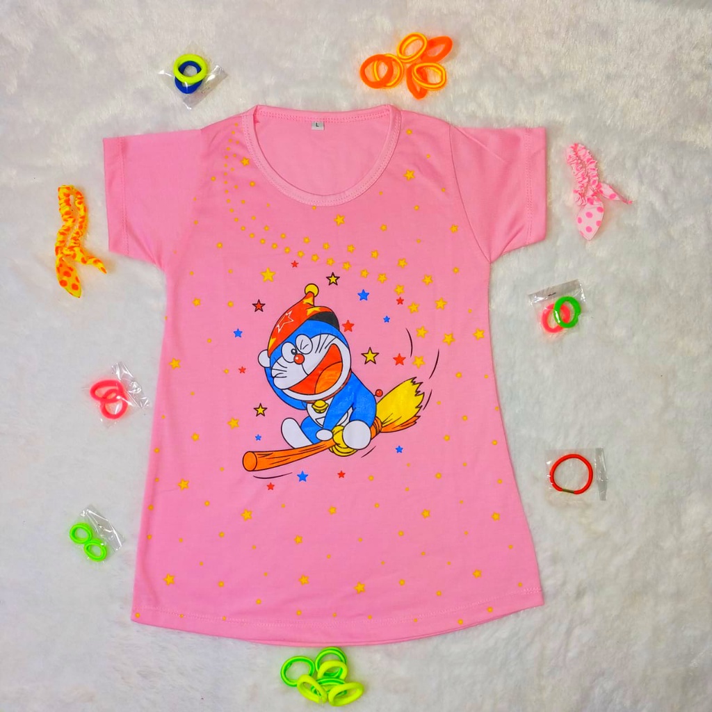 COD / DRESS / BAJU / KAOS KARAKTER ANAK PEREMPUAN / BAHAN KATUN RAYON / MOTIF HIGH QUALITY 1-5 TAHUN DORAEMON