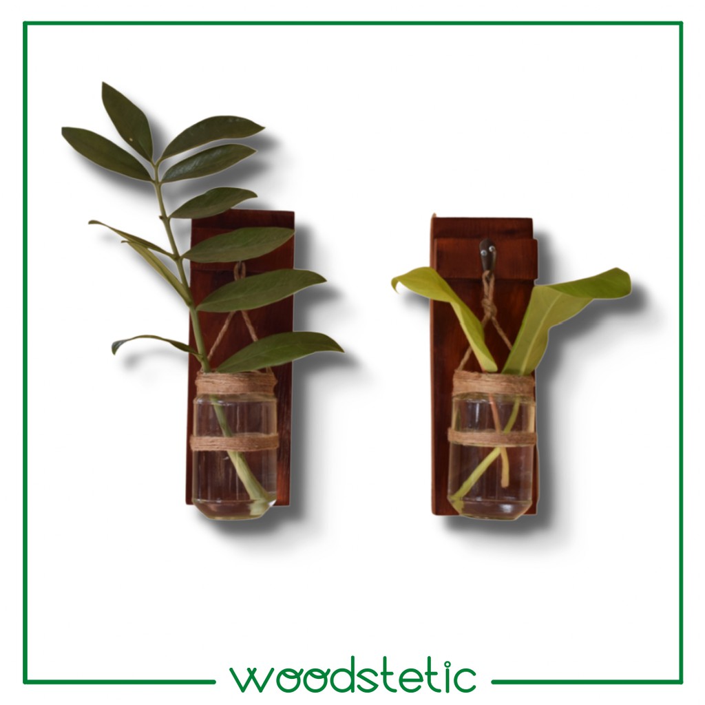 Hiasan Dinding Pot Vas Tanaman Air Gantung Candle Lilin Holder Jati Belanda Pinus Hanging Planter