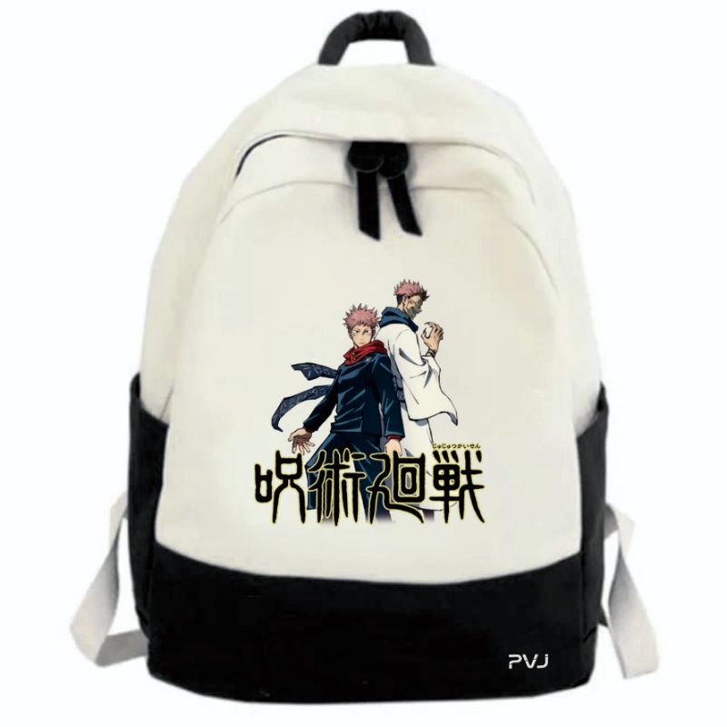 TERBARU Tas Ransel Anime Jujutsu Kaisen Kanji Logo Itadori Yuji Satoru Gojo Premium