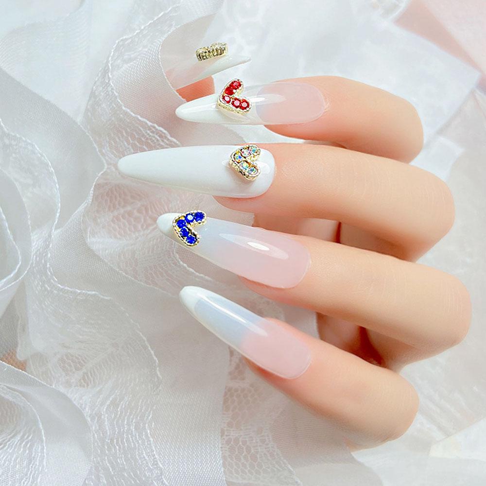 Mxbeauty 3D Nail Art Dekorasi Gadis Jantung Manicure Flat Bottom Drill Shiny DIY Nail Rhinestones