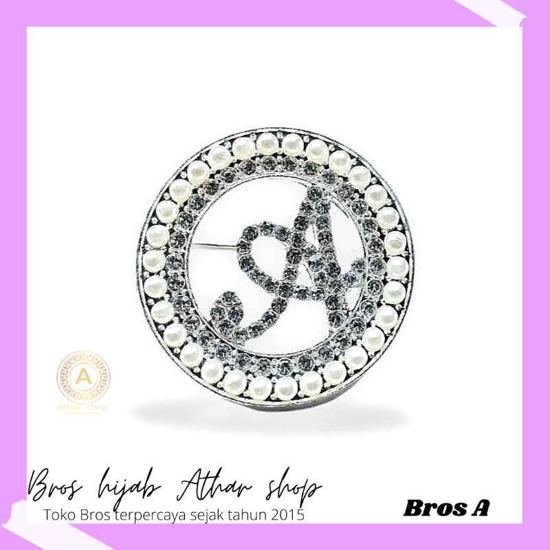 Bros B/bross signature branded /brooch button/Bros hijab buttonscarves Athar shop scarves murah-A MUTIARA SILVER