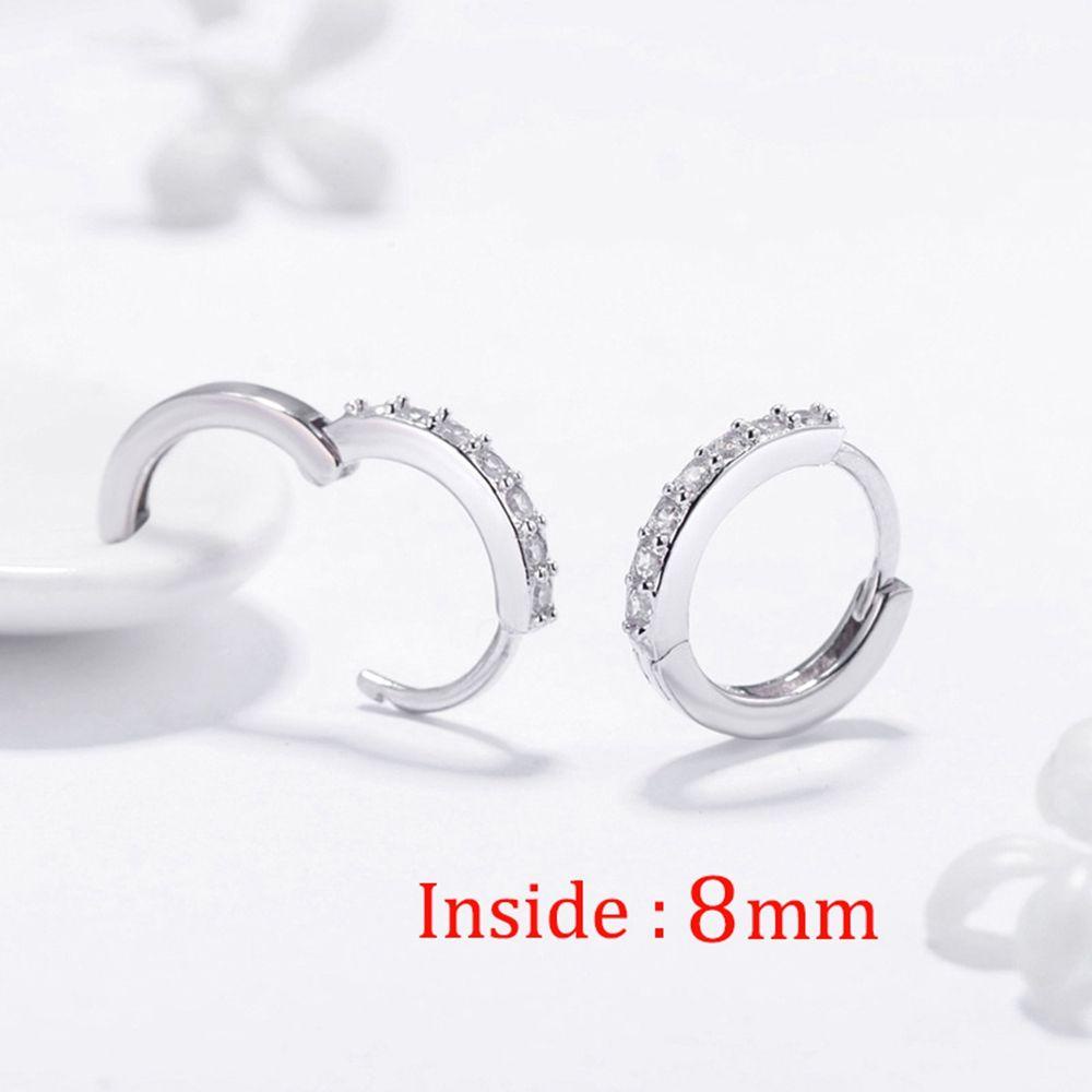 Mxbeauty Anting Perak Murni All-match Tipis Wanita Fashion Perhiasan Zirkon Telinga Tulang Cincin Kecil Earring Hoop