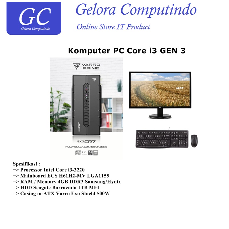 Jual Komputer PC Rakitan Core I3 GEN 3 RAM 4GB HDD 1TB MFI Shopee