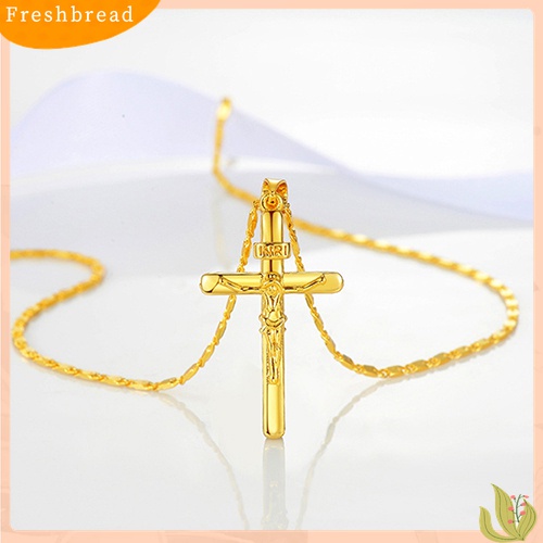 Terlaris Men's Women's Fashion 24K Gold Plated Cross Pendant Chain Choker Necklace