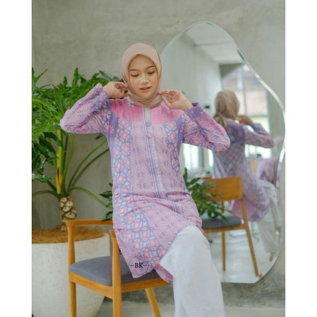 TUNIK BATIK MODERN SOFTCOLOR KAWUNG || ATASAN WANITA || M-L-XL-XXL-XXXL