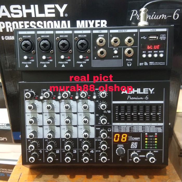 MIXER AUDIO ASHLEY PREMIUM 6 6CH ORIGINAL blietooth with SOUND CARD