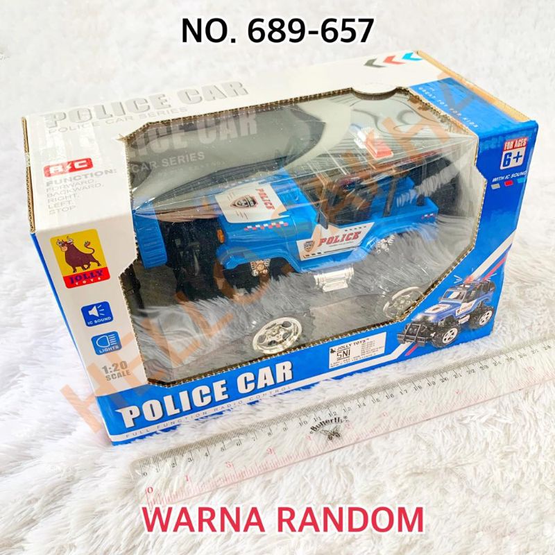 MAINAN NO. 689-657 RC MERK JOLLY TOYS POLICE CAR MODEL JEEP POLISI MOBIL REMOTE CONTROL GAGAH BAGUS 