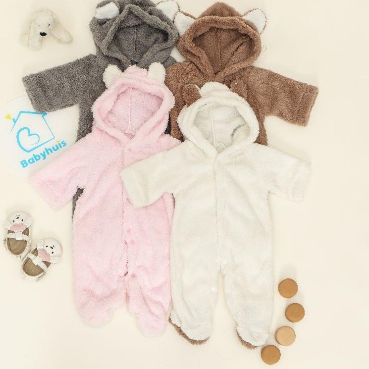 7JYAVC ROMPER BAYI BULU PUTIH BABY SHEEP ONESIE KOSTUM COSTUME BERUANG JUMPER BEAR JUMPSUIT HOODIE J