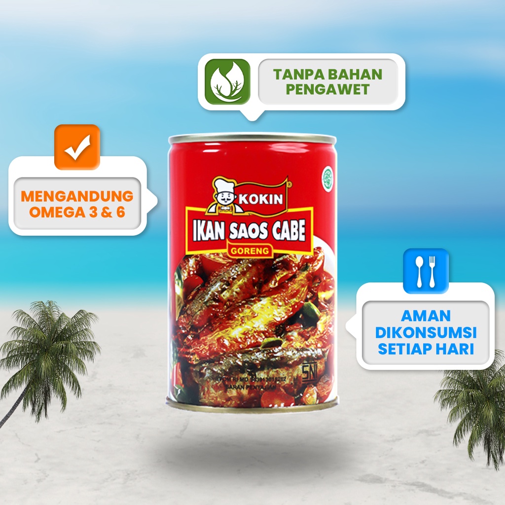 

2Xbtygneal Sakha Snack ) Ikan Sarden Kaleng Saus Saos Cabe Makanan Siap Saji 155 Gram - Kokin