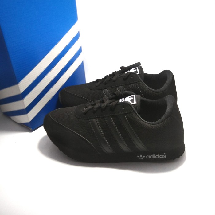 (PROMO) SEPATU ANAK ADIDAS TK/SD MODEL TALI - hitam polos, 24