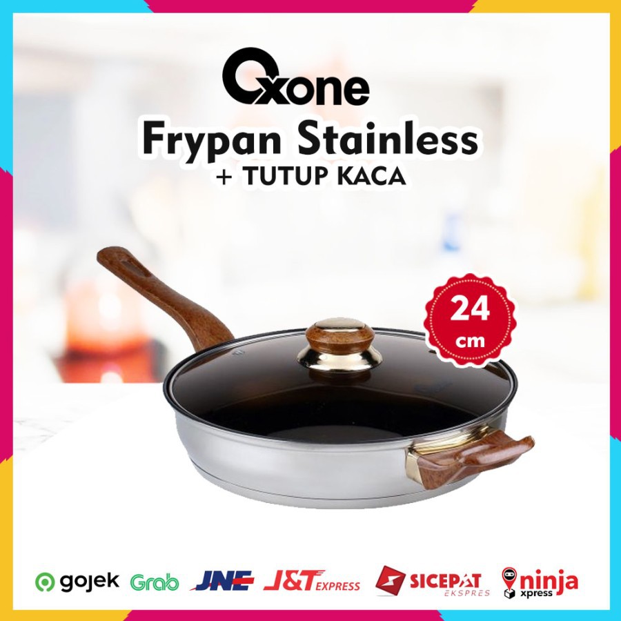 Frypan Oxone Stainless Steel 24Cm + Tutup Kaca