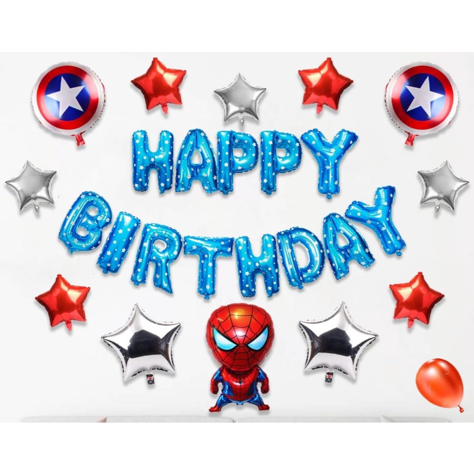 PAKET DEKOR HAPPY BIRTHDAY SPIDERMAN/PAKET DEKORASI ULANG TAHUN/PAKET BALON DEKORASI ULANG TAHUN
