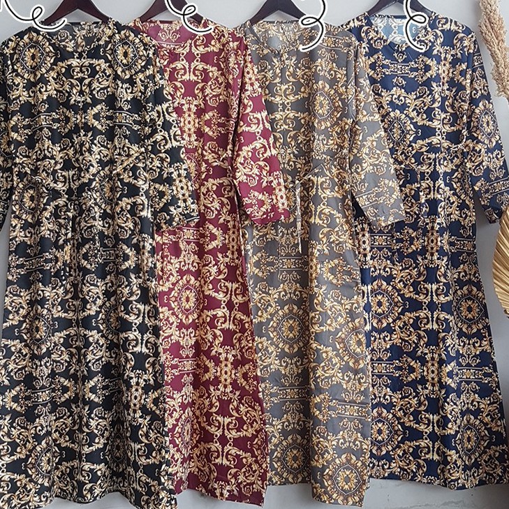 baju gamis Katun Jepang Motif Rasti, Bunga, Etnik, Retro, Polkadot, Vintage best seller-Sultan New Biru