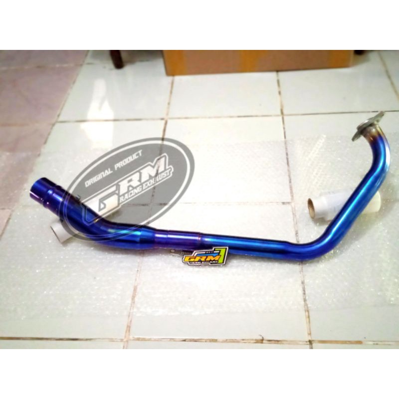Pipa leheran knalpot racing header only biru blumoon dan hitam doff cb 150 r, vixion, tiger, cb, gl,
