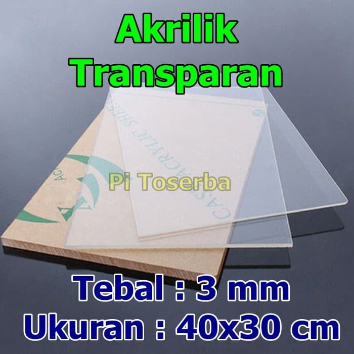 Acrylic Transparan 3mm 40x30 cm Akrilik Bening Transparant