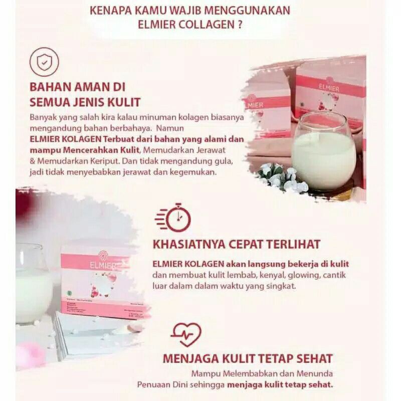 Elmier Collagen Drink Minuman Kolagen Sehat Official Original Colagen Elmer Beli 3 Gratis 1