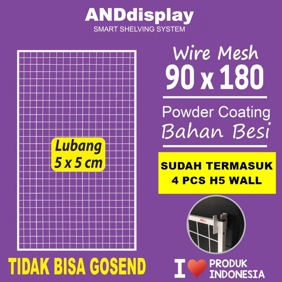 Wiremesh 90 X 180 Cm Plus H-5 Wall Ram Dislpay Cantolan Dinding