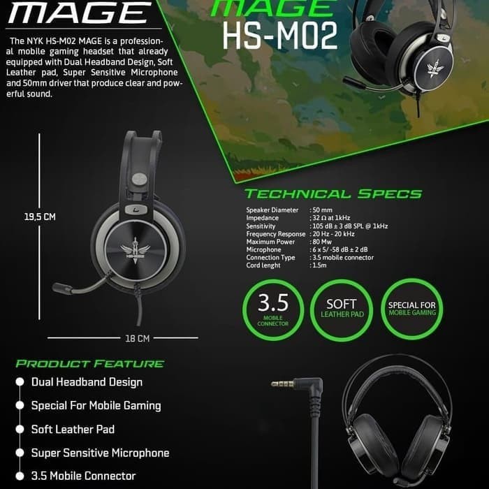 Headset Gaming NYK Jack Mobile HS-M02 Mage