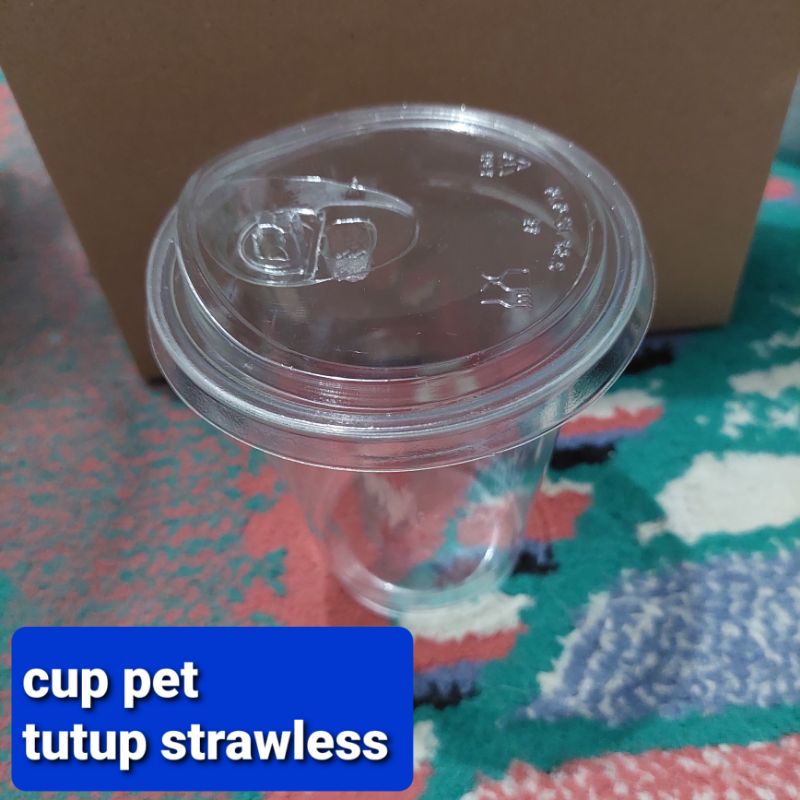 #KRT2# Strawless Lid PET PLP untuk tutup cup PET PLP dan starindo Cup pet 12oz, 14oz, 16oz dan 20oz.