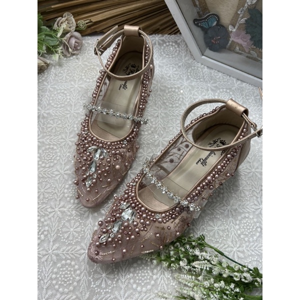 Rafaizoutfit sepatu wanita cantik rosegold vilena 3cm kaca