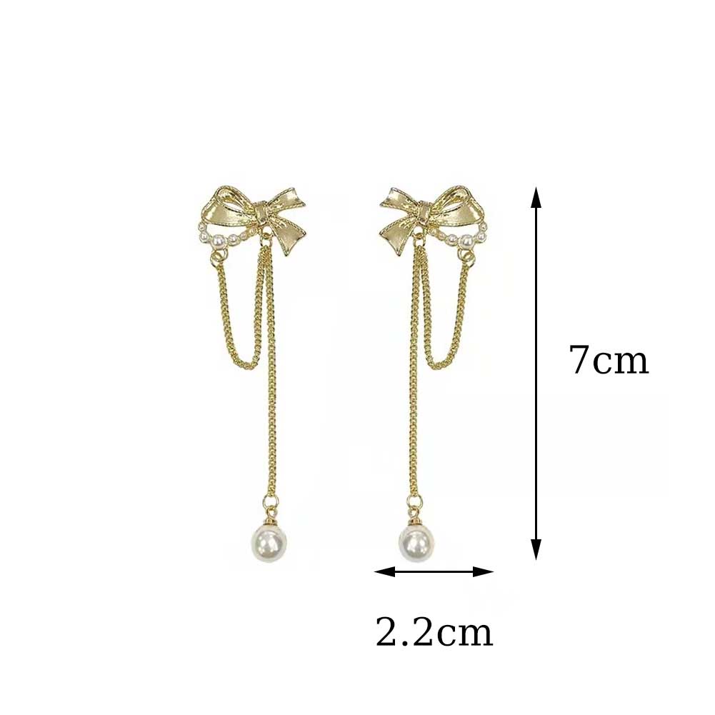 Anting Tusuk Silver 925 Wanita Desain Pita Rumbai Hias Zircon Mutiara Gaya Korea Untuk Musim Panas