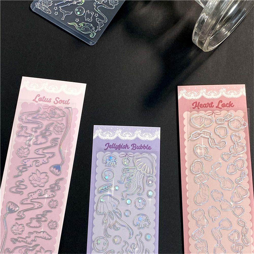 R-flower Stiker Hot Stamping Stationery Diary Kartu Idola Paus Kupu-Kupu Tangan Rekening Shiny PET Sticker