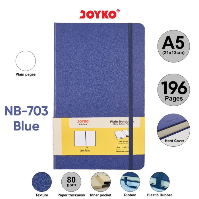 

[RESTOCK] Plain Notebook Diary Agenda Buku Catatan Polos Joyko NB-703 196 hal - Biru