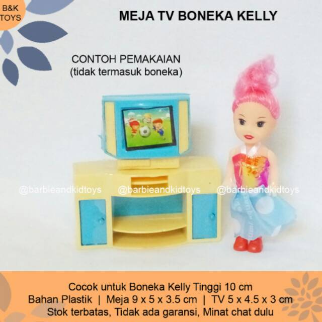 Meja TV Boneka Bayi Kelly - Perabot Mini Meja Televisi Mainan Anak