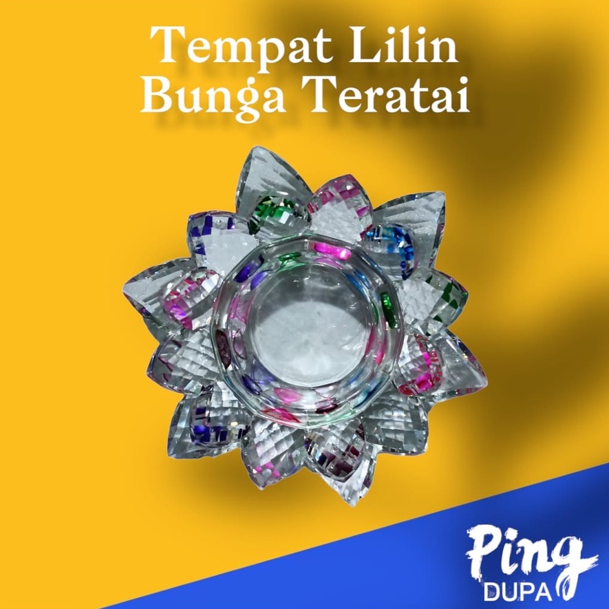 Tempat Lilin Teratai Tealight Kristal Kaca Cantik Elegan Berhadiah Lilin Kualitas Import