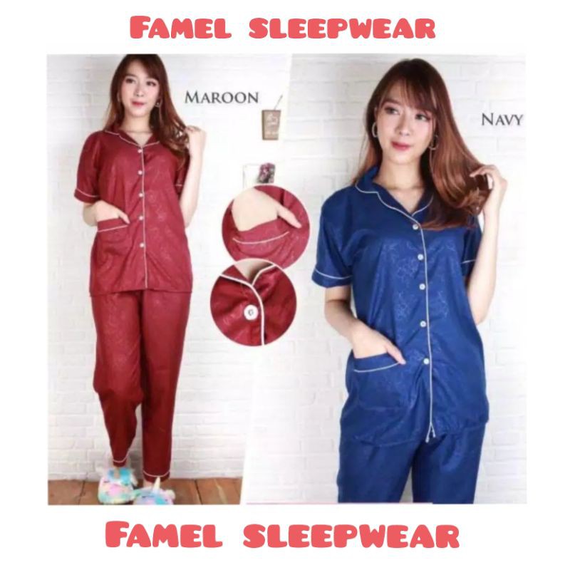 BAJU TIDUR BAJU PIYAMA ONE SET PIYAMA WANITA EMBOS