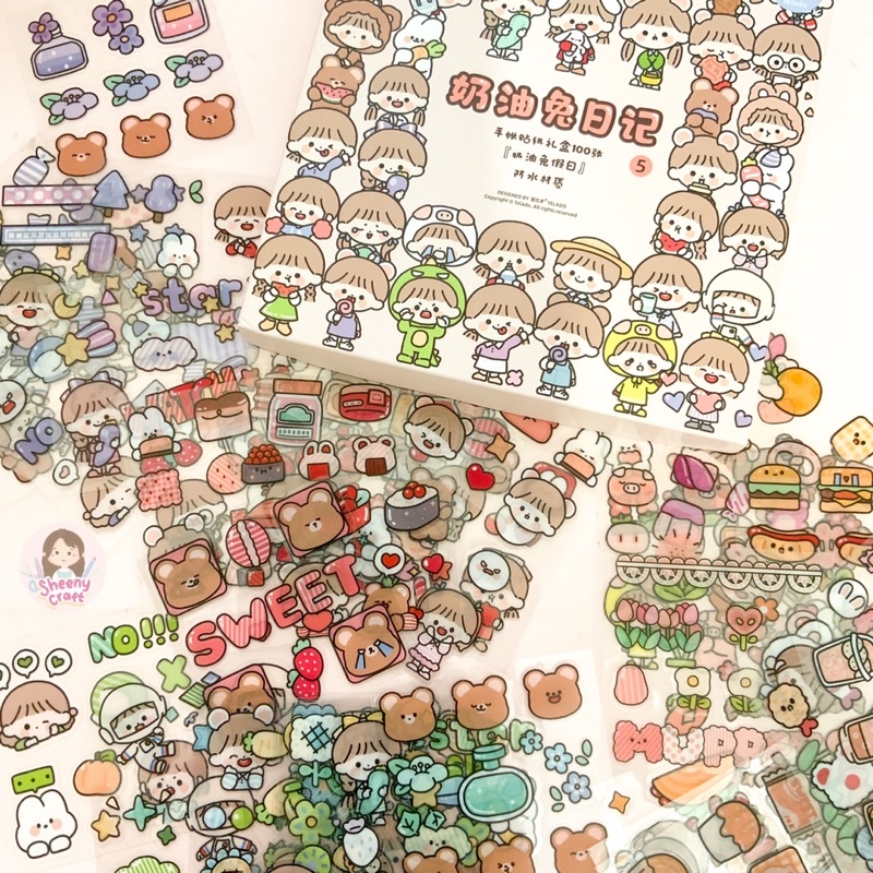 

[ST01] Sweet Korean Deco Sticker Pet Transparan Waterproof Stiker Botol