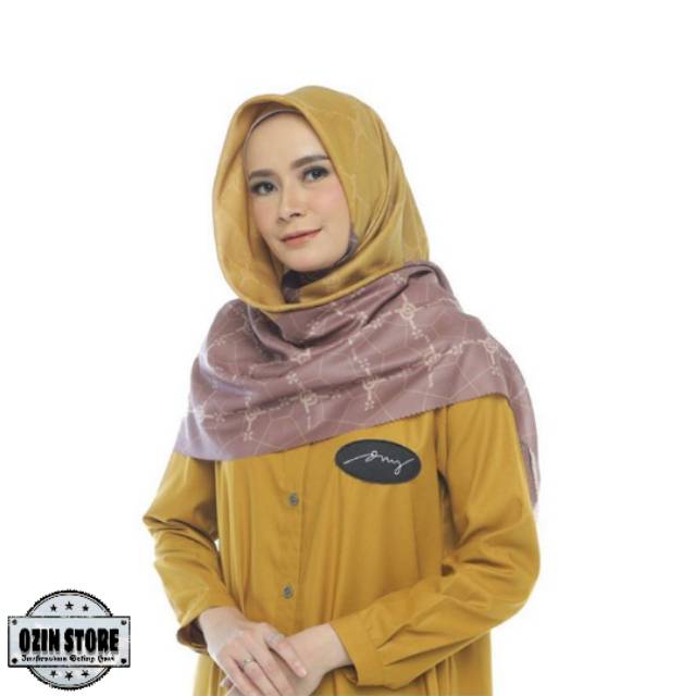 Kerudung Deenay Denay Jilbab Hijab Voal Segi Empat Motif Terbaru Lekha Mustard Casual Mewah Original