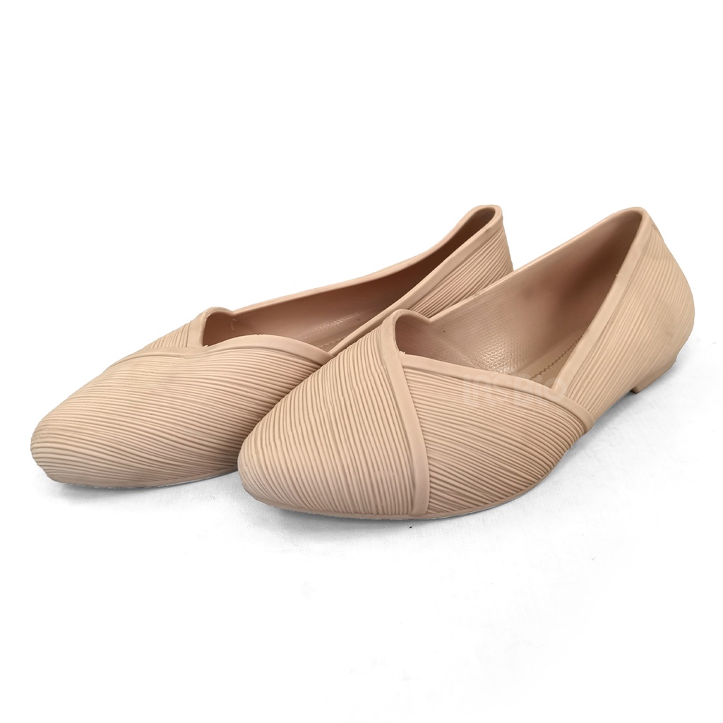 Porto Sepatu Selop Flatshoes Ballerina Karet Kasual Formal Wanita XEM