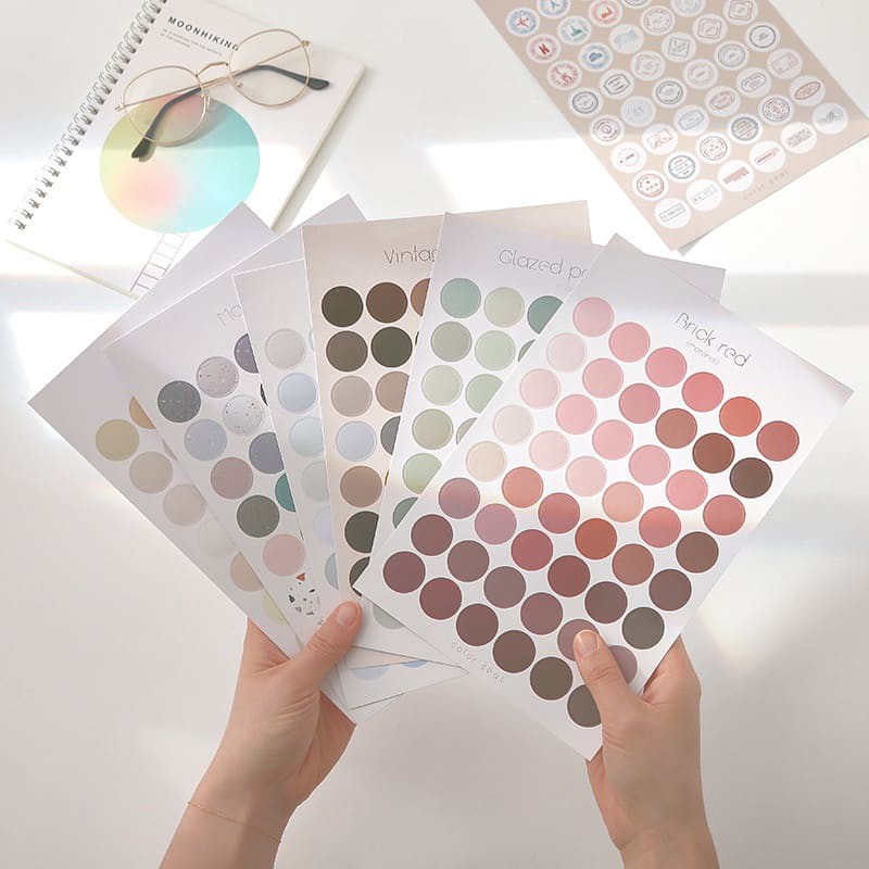 

[HARU] Dot Sticker Round Sticker Sheet Stiker Bulat 48 pcs For Bujo Journal Scrapbook Aesthetic DIY