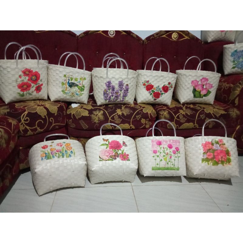 tas anyam deco mini, tas cantik, tas wanita, tas souvenir, tas hampers