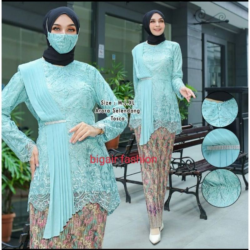 KEBAYA AURORA SELENDANG MODERN   SETELAN KEBAYA MODERN   SETELAN KEBAYA PESTA KEBAYA WISUDA AURORA SELENDANG BUSUI BY BA