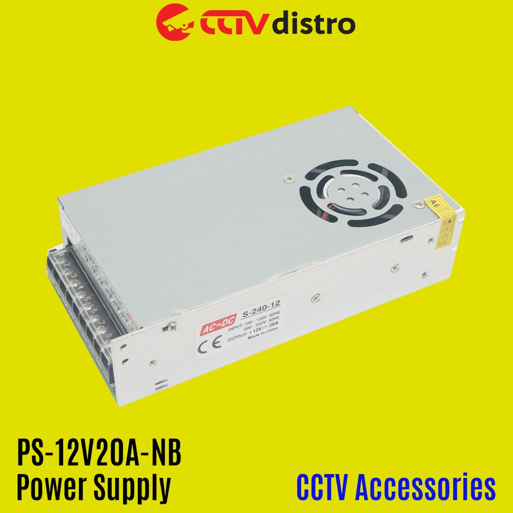 Adaptor Power Supply 12V 20A Jaring Murah Untuk CCTV | 12 Volt 20 Ampere Murni PS-12V20A-NB