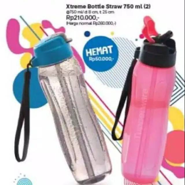 TERMURAHHH Xtreme bottle with straw pink 750ml 1pcs botol minum