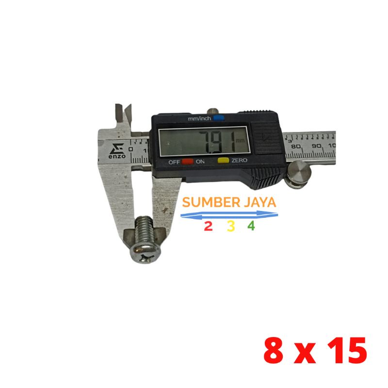 Baut JP 8 x 15 putih / Skrup JP 8 x 15 isi 10