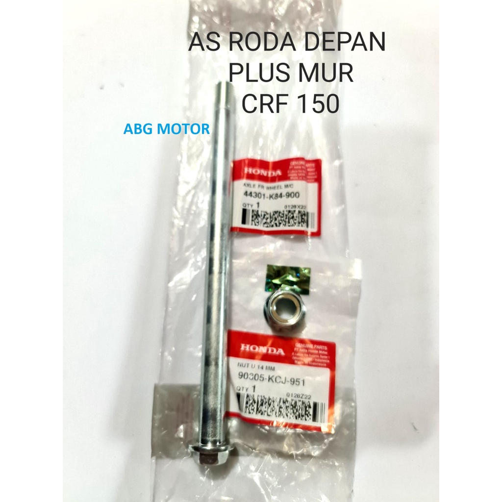 AS RODA DEPAN PLUS MUR HONDA CRF 150 ORIGINAL SET SEPASANG PLUS MUR 44301-K84-900/90305-KCJ-951
