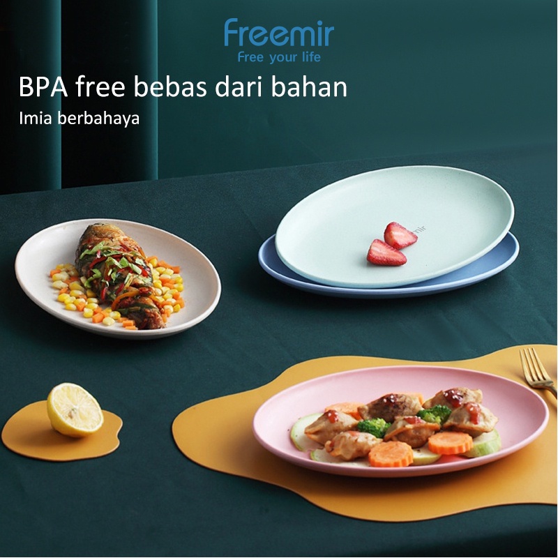 Freemir Set 4 pcs Piring Telur 26cm Piring Makan Oval Wheat Straw BPA Free Mix Warna Set 4 Pcs Free-1