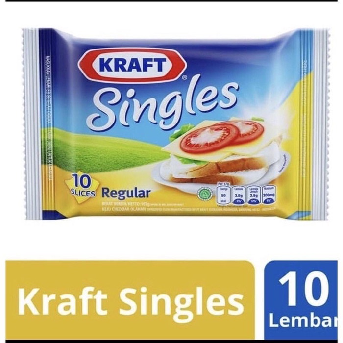 

Keju- Keju Kraft Singles 10 Slices 167Gr 10S Cheddar Cheese Serbaguna -Keju.