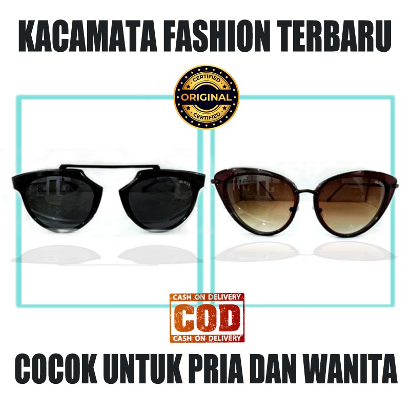 Kacamata Korea lensa Hitam Fashion Pria Wanita Cat Eye Sunglasses Unisex Tringle Frame Terlaris