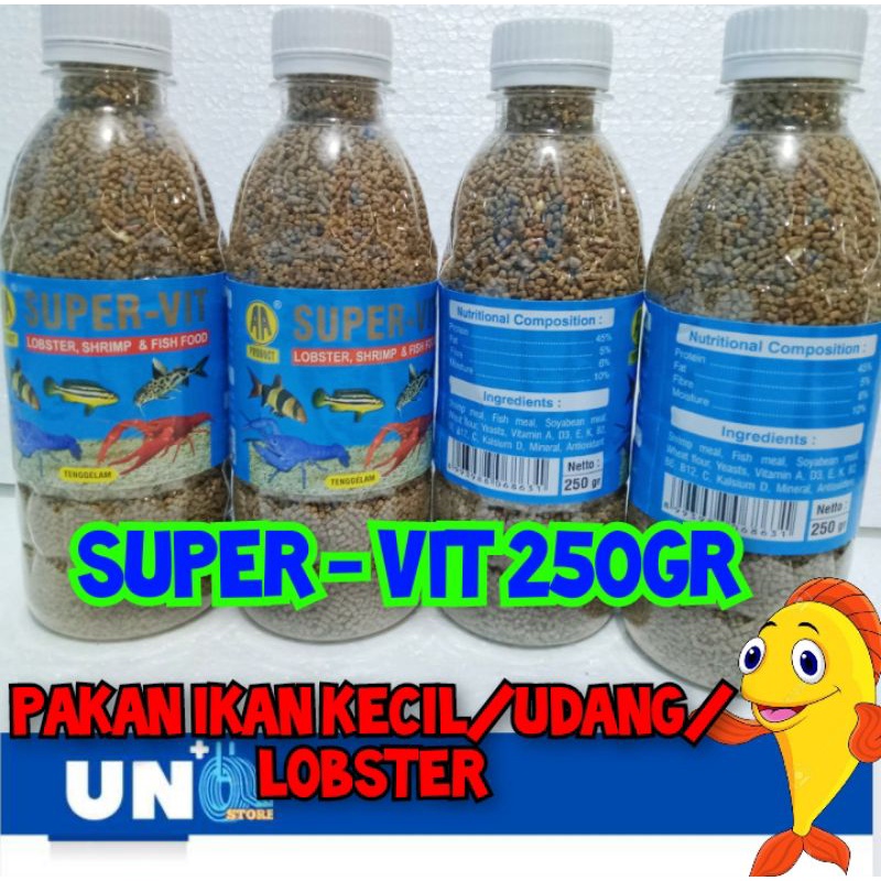 SUPER VIT 250gr PAKAN IKAN KECIL/UDANG/LOBSTER TYPE TENGGELAM