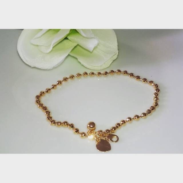 Gelang kaki merica lapis emas 22k