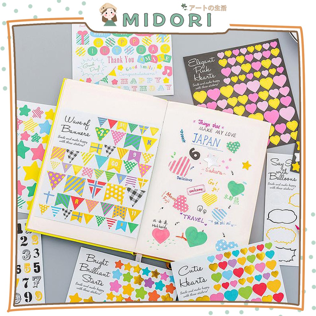 

[MIDORI] 1Pcs SHAPE GREETING Sticker Deco DIY Scrapbook BUJO Stiker Hias Planner - B0172